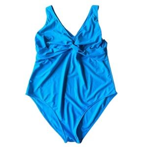 Flattering Chest Support Turquoise Swimsuit 22W